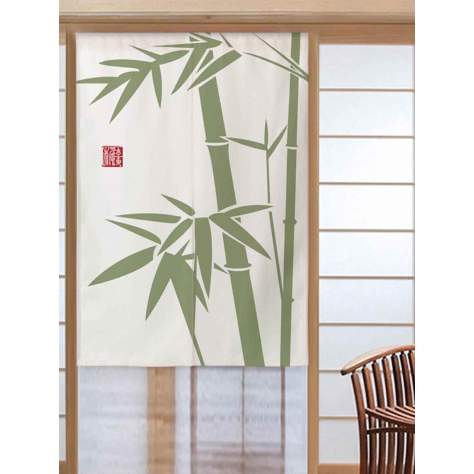 竹新闻和平新型中式布艺门帘竹系列中式挡帘家居无冲孔隔断帘