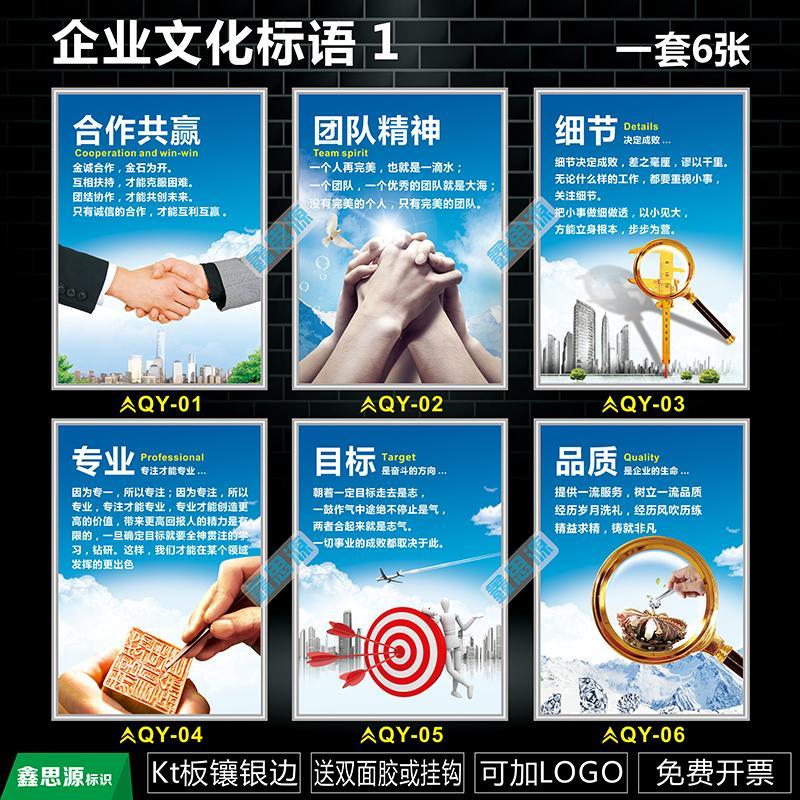 企业文化墙装饰公司标语会议励志背景墙展板走廊宣传企业文化挂画
