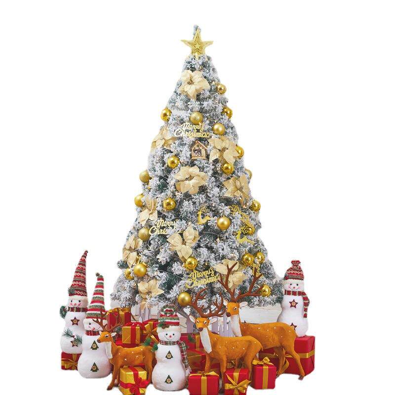 圣诞树装饰摆件家用金色套餐1.5米1.8m2.1加密白色雪树松针植绒树