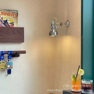 中古奶风复古餐厅卧室前灯复古茶店美式 壁灯床头工业镜折臂咖啡馆