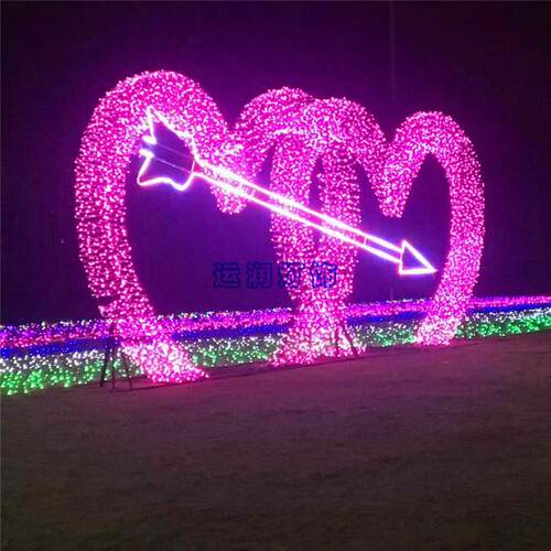 LED彩灯走廊灯光节心形拱门通道户外工程亮化公司网红打卡爱心