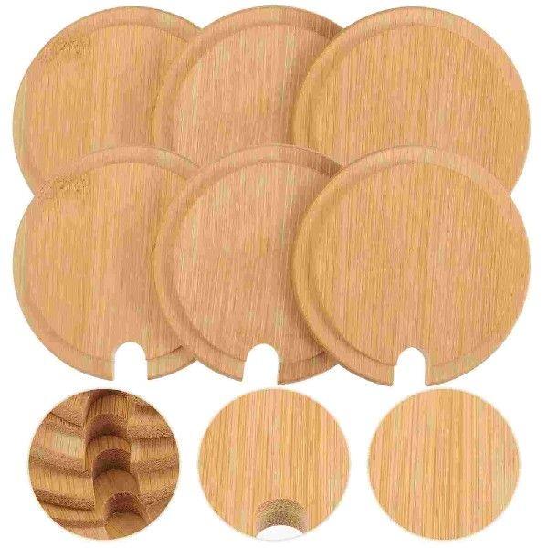 6 Pcs with Cover Bottle Cap Plain Tumblers Bamboo Drink