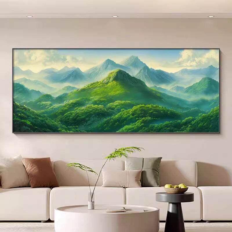 青山图客厅沙发背景墙壁画 画无水靠山图装饰画 画巨人山风景挂画