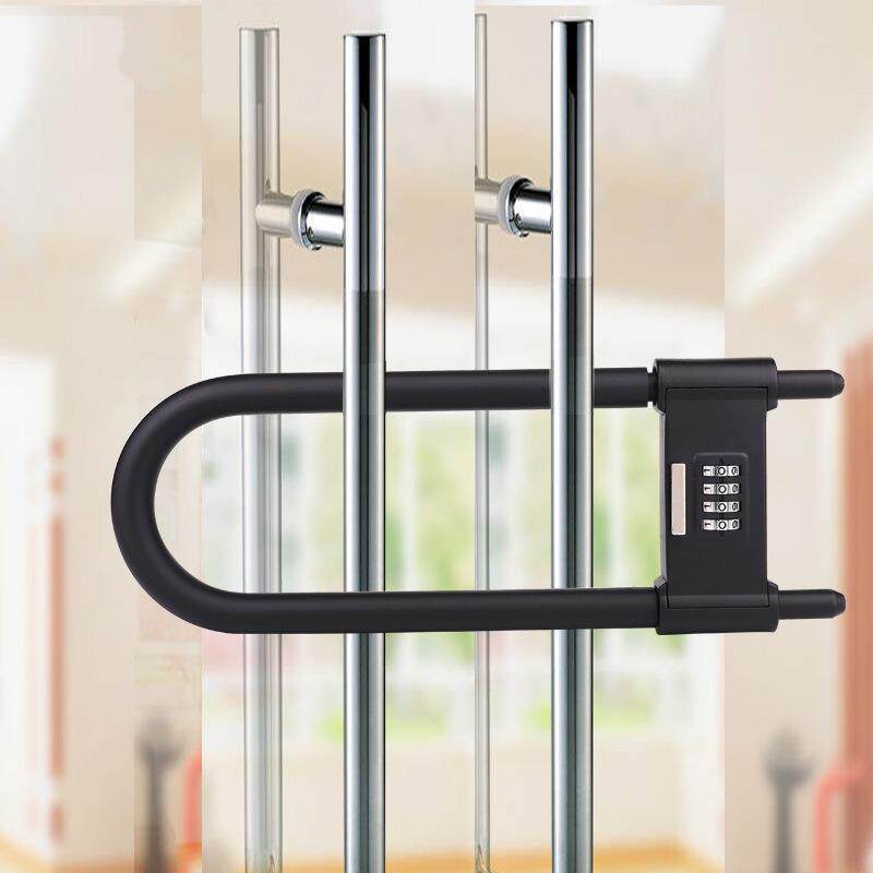 玻璃门锁伸缩门防盗防撬u型锁家用锁门锁挂锁密码长