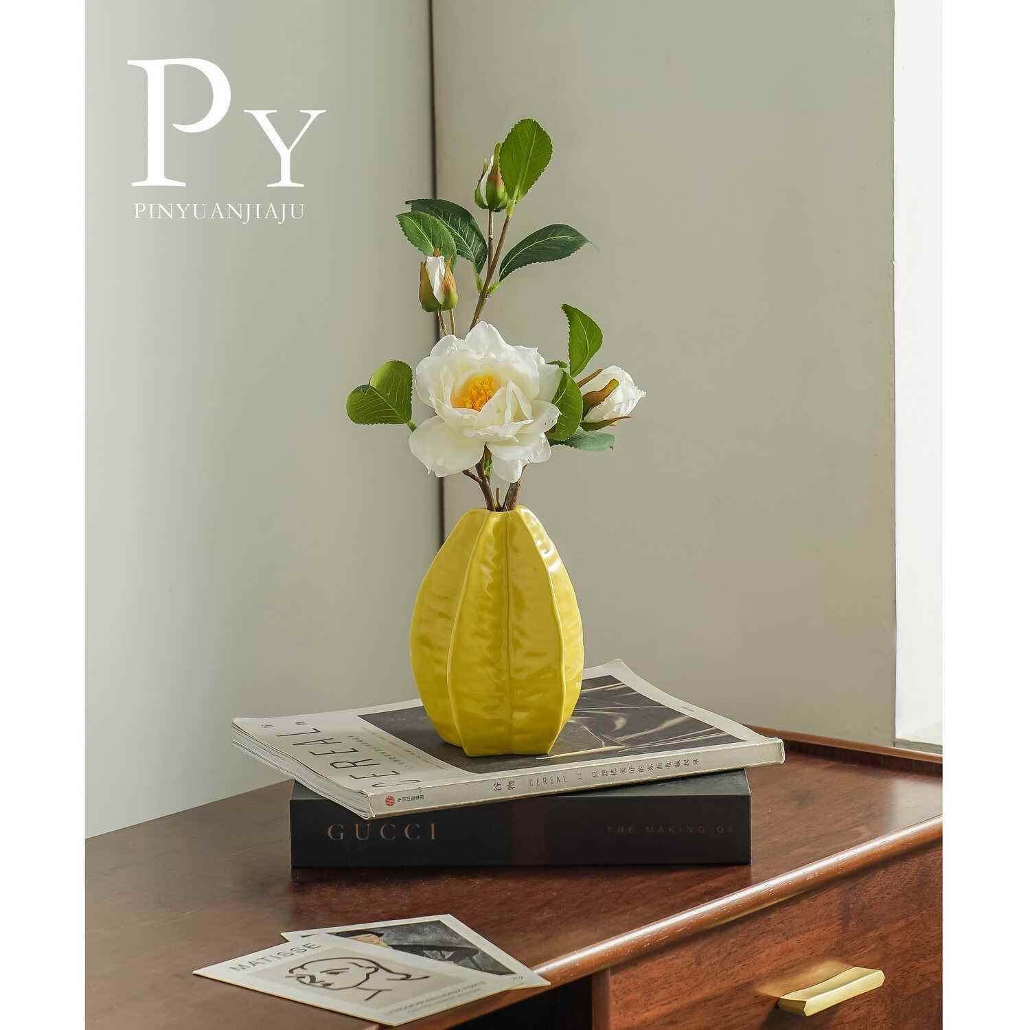 斯堪的纳维亚在杨桃花花瓶陶瓷水果形插花创意艺术水培花瓶饰品装