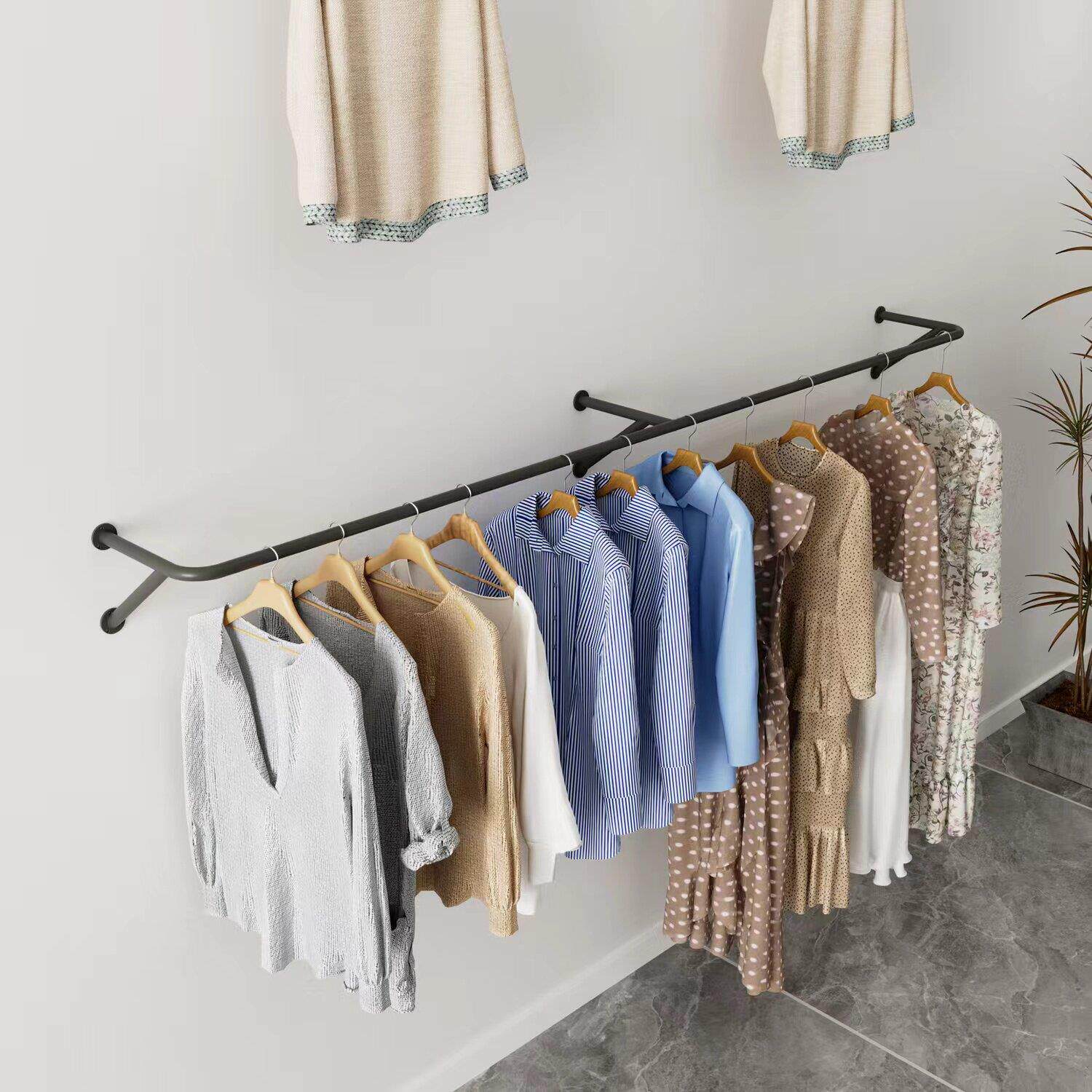 简约服装店展示架上墙侧挂陈列架女装童装店挂衣架悬挂壁挂式上墙