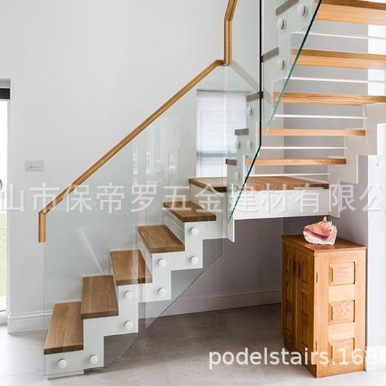 保帝罗楼梯栏杆玻璃护栏钢木楼梯铁艺 扶手橡木