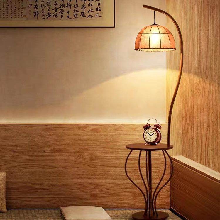 新中式布艺茶几落地灯客厅沙发旁边卧室床头复古书房阅读立式台灯