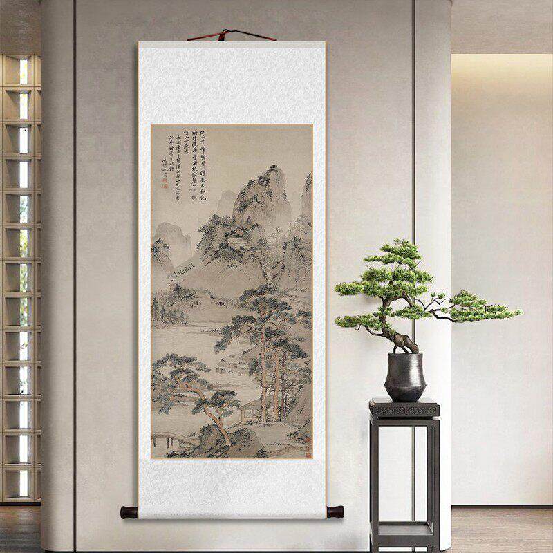 明慎周清江有举画《画卷挂画》新中国山水装饰画客厅书房茶室壁画