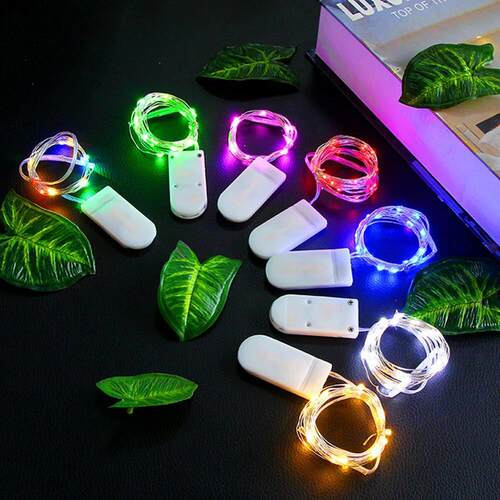 Copper Wire LED Fairy Lights Mini Garland 1m 2m CR2032 Batte