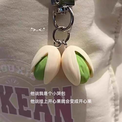 Cute and Creative Food Series Pistachio Keychain and Unique