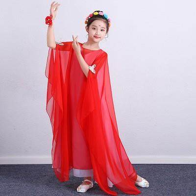 高档红色国风儿童中礼服女童潮走秀钢国琴主古筝小提持琴舞台演出图片