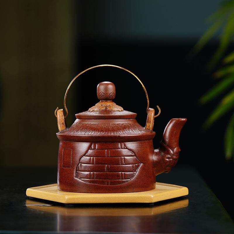 天坛提梁壶花器紫砂壶大号宝塔原矿紫泥茶壶全手工茶具雨中砂厂家