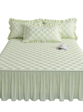 夹棉床裙BWC单件202款公主风5遮丑下床罩床裙款摆三件新套防尘床