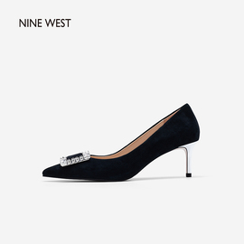 Nine West/玖熙2024年春夏高跟鞋女细跟尖头水钻通勤浅口单鞋