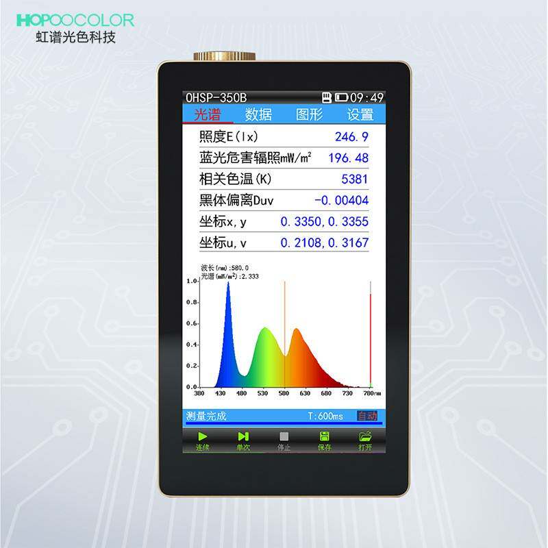 OHSP350B智能手持色彩照度计,光谱色温仪，便携式蓝光危害测试仪