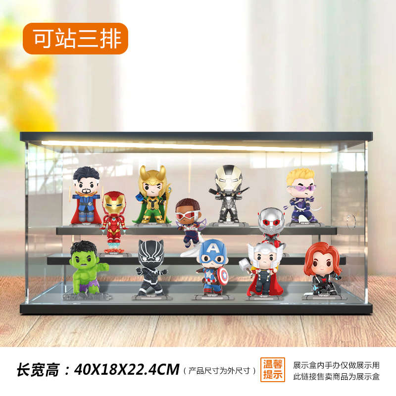 泡泡玛特 漫威复仇者联盟系列手办盲盒场景展示盒玩具防尘收纳盒