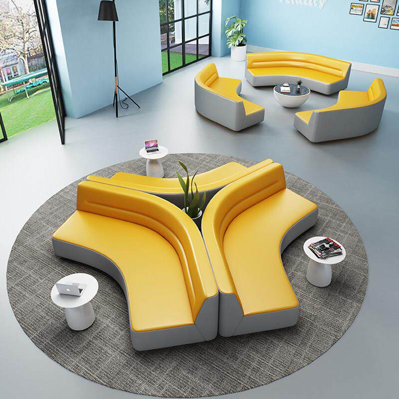 现代休闲办公沙发茶几组合个性创意大堂接待厅等候休息区异形套装