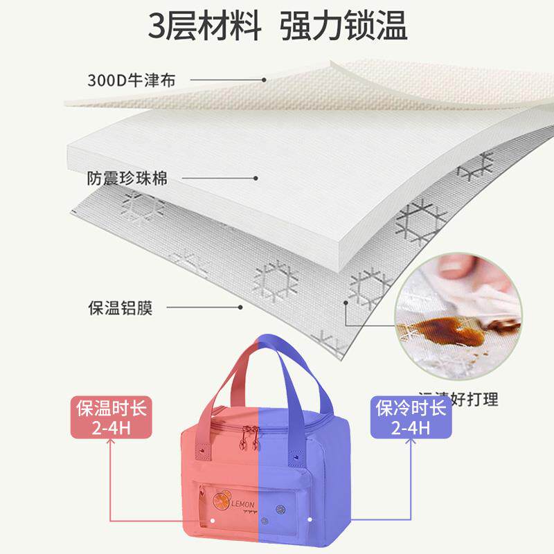 保温袋饭盒便当包上班族小学生手提带饭袋子加厚铝箔餐包饭袋金小