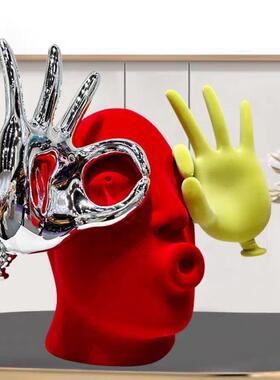 植绒摆件高级感小众创意客厅书房电视柜轻奢抽象艺术雕塑软装饰品