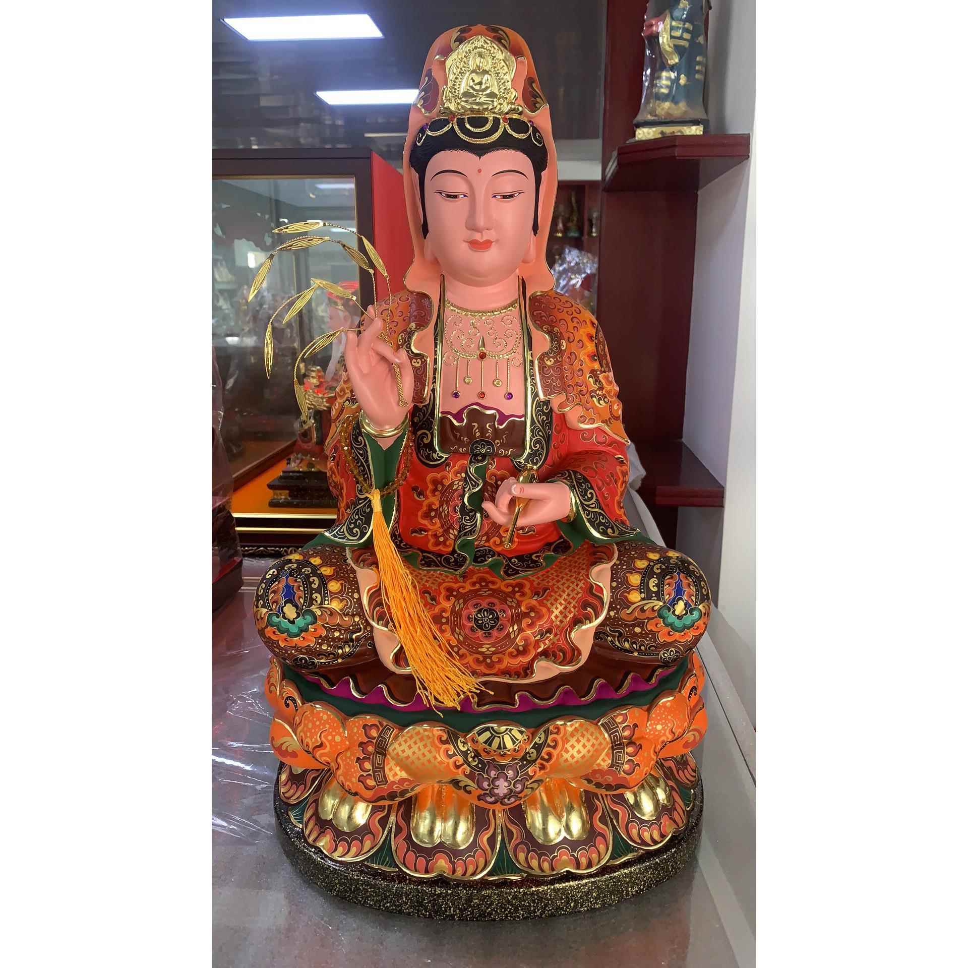 正品樟木雕观音菩萨观音像像坐世莲观木音菩萨南海观音佛供奉摆件