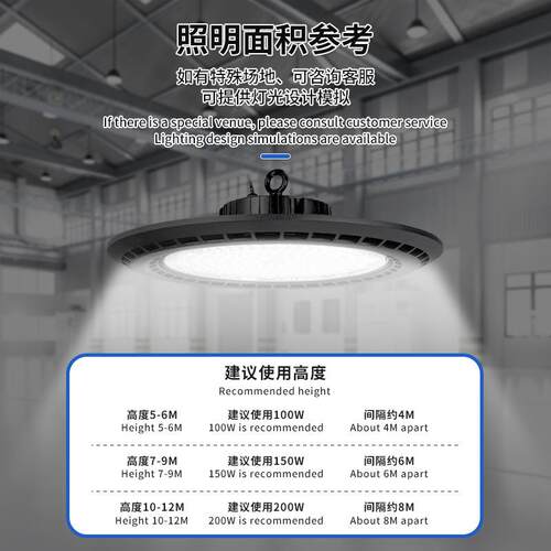 跨境防水UFO工矿灯 高亮100W工厂车间照明灯具 LED足瓦天棚飞碟灯