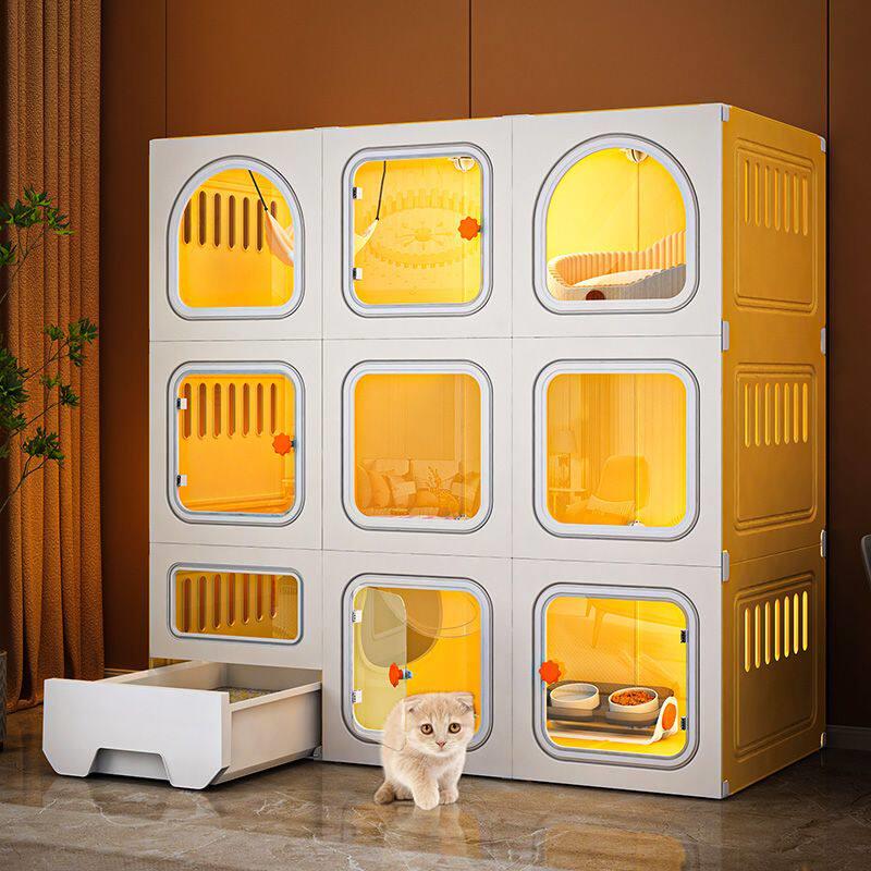 猫别墅家庭室内超大自由空间与厕所集成豪华猫笼和强化猫笼