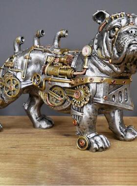 独立站跨境外贸款机械朋克狗树脂工艺品桌面橱窗装饰摆件园艺摆饰