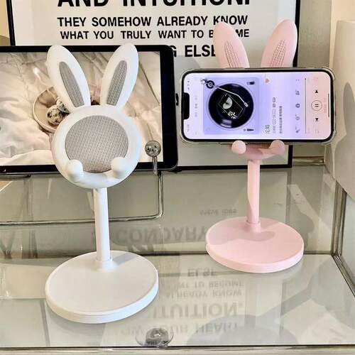 Cute Cartoon Rabbit Phone Stand for Desk, Adjustable Height