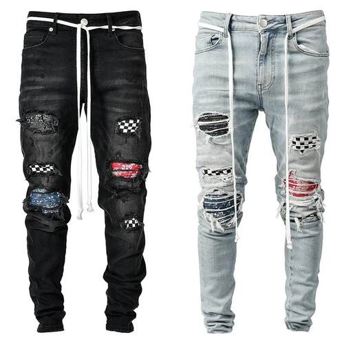 Men's ripped shorts, men's jeans