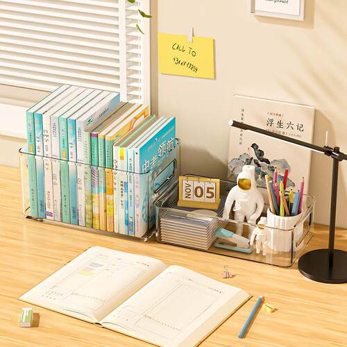 Transparent Storage Box for Students - Classroom Book and Li