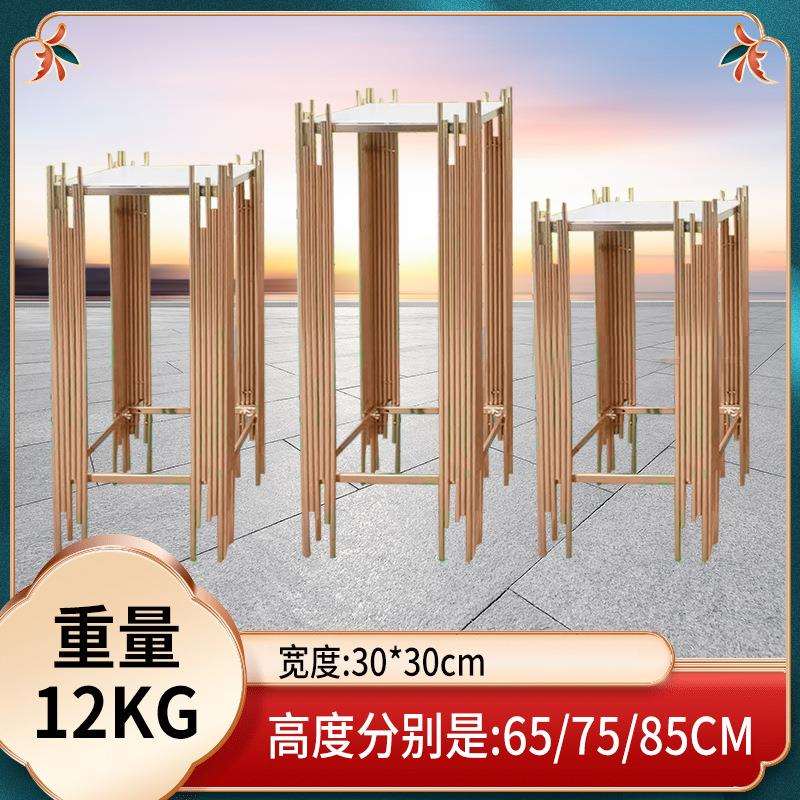 新款金色电镀蛋糕甜品台花艺置物架婚礼橱窗全套婚庆铁艺装饰花架