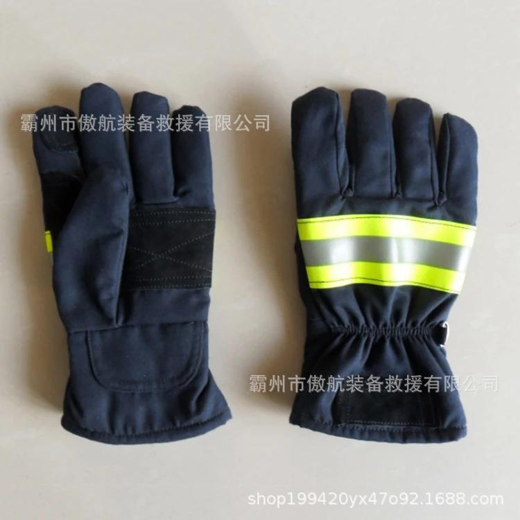 CZI防寒手套02款森林灭火全黑指套灭防护五指火套色带反光条加厚