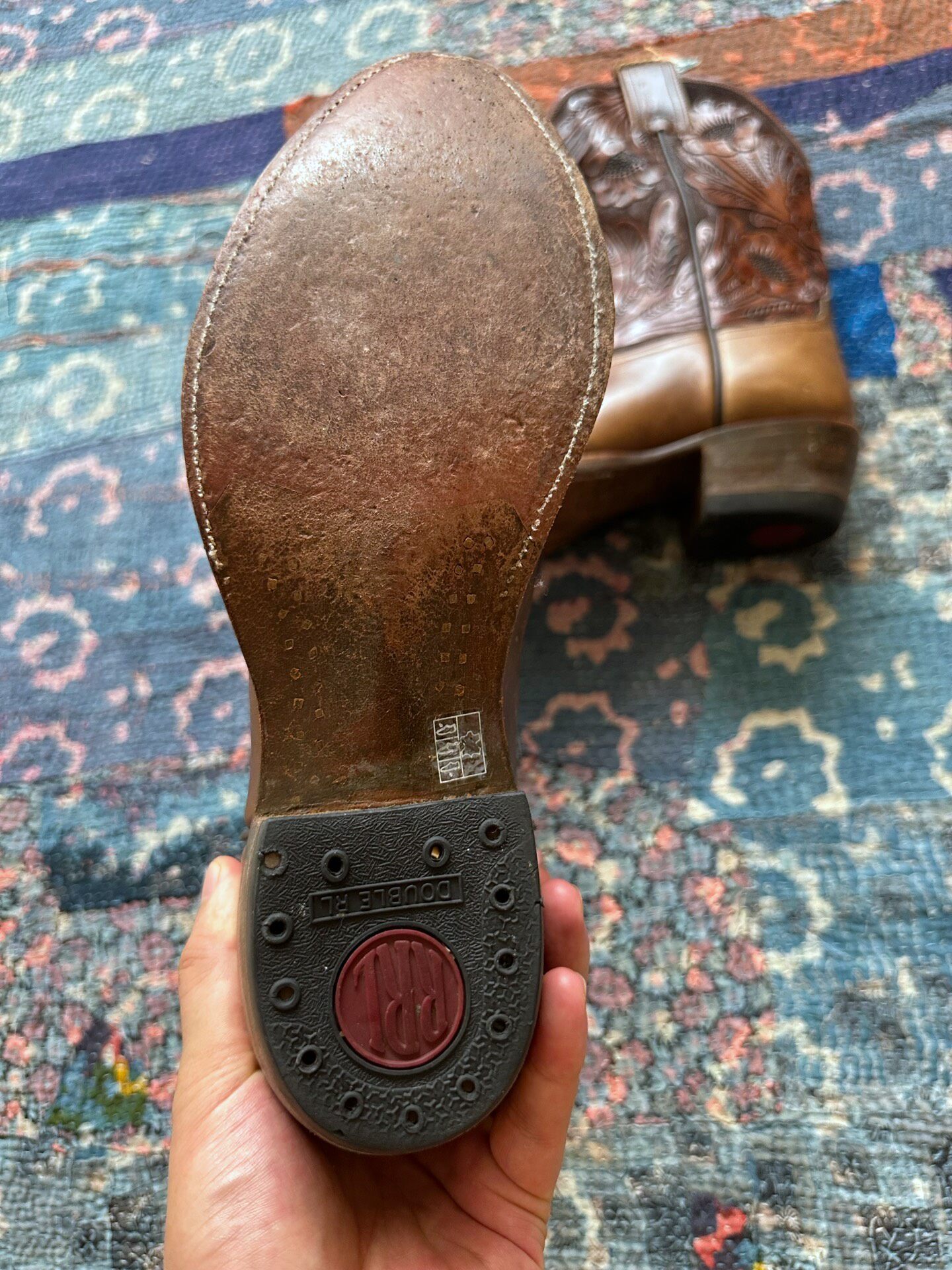 RRL Vintage Carved Western Boots — detail