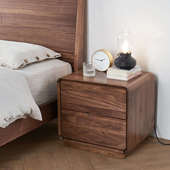 北美黑胡桃木床头柜全实木现代简约轻奢型落地床边柜储物收纳柜