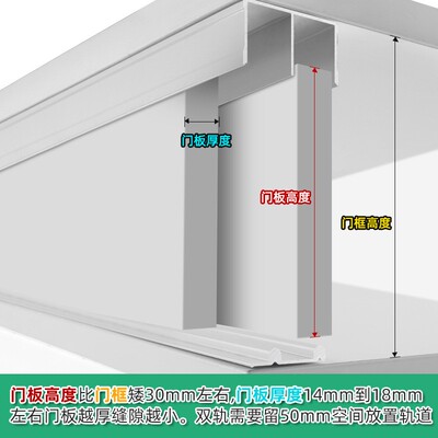 重6公斤衣柜金推拉门轨道移门滑轨NMC滑轮承全套白色色上下0导轨1