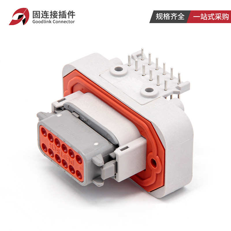 线束弯接器座12汽车连-孔插头防水公母 德dtm13接插件驰针12pa