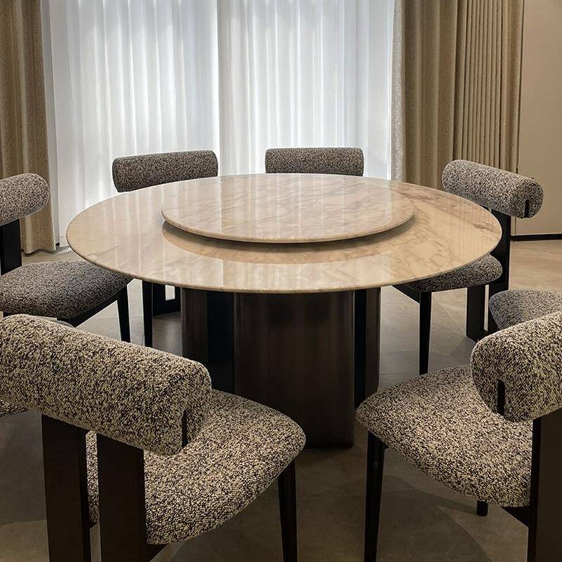 意式轻奢爵士白天然大理石圆形餐桌设计师奢石摩根1.8m大平层圆桌