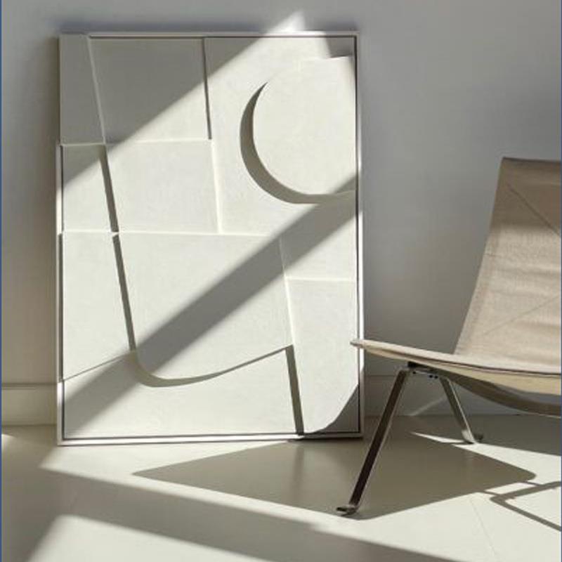 简约木雕实物立体挂画设计师别墅样板间装饰画浮雕莫兰迪色实物画图片