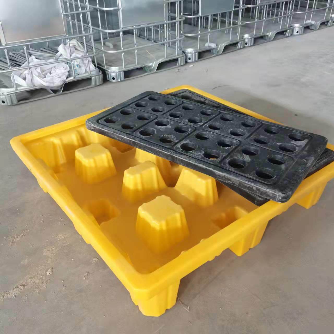 化学品防渗漏塑料托盘载重量大防漏泄两四桶危废托盘1.*1.*0.