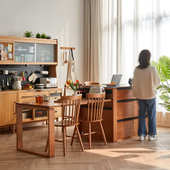 一体樱桃木台北欧柜岛柜实木餐厨房物全边收纳柜黑胡桃木边置日式