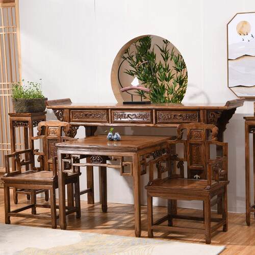 彷古小中堂四件套翘头中式六件套方桌太师椅供桌堂屋条案供台明清