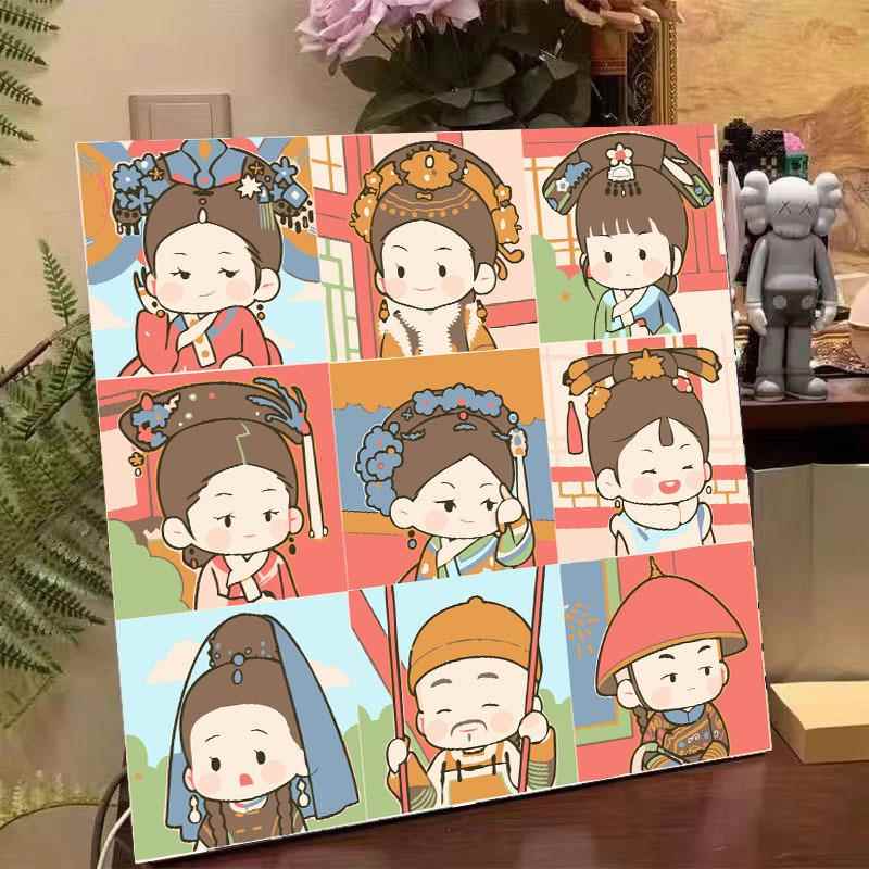 甄嬛传diy数字油画爆款儿童简单手工填色画学生手绘丙烯油彩挂画