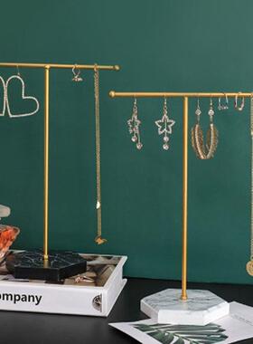 Marbled T-Shape Jewelry Rack Metal Necklace Holder Jewelry T