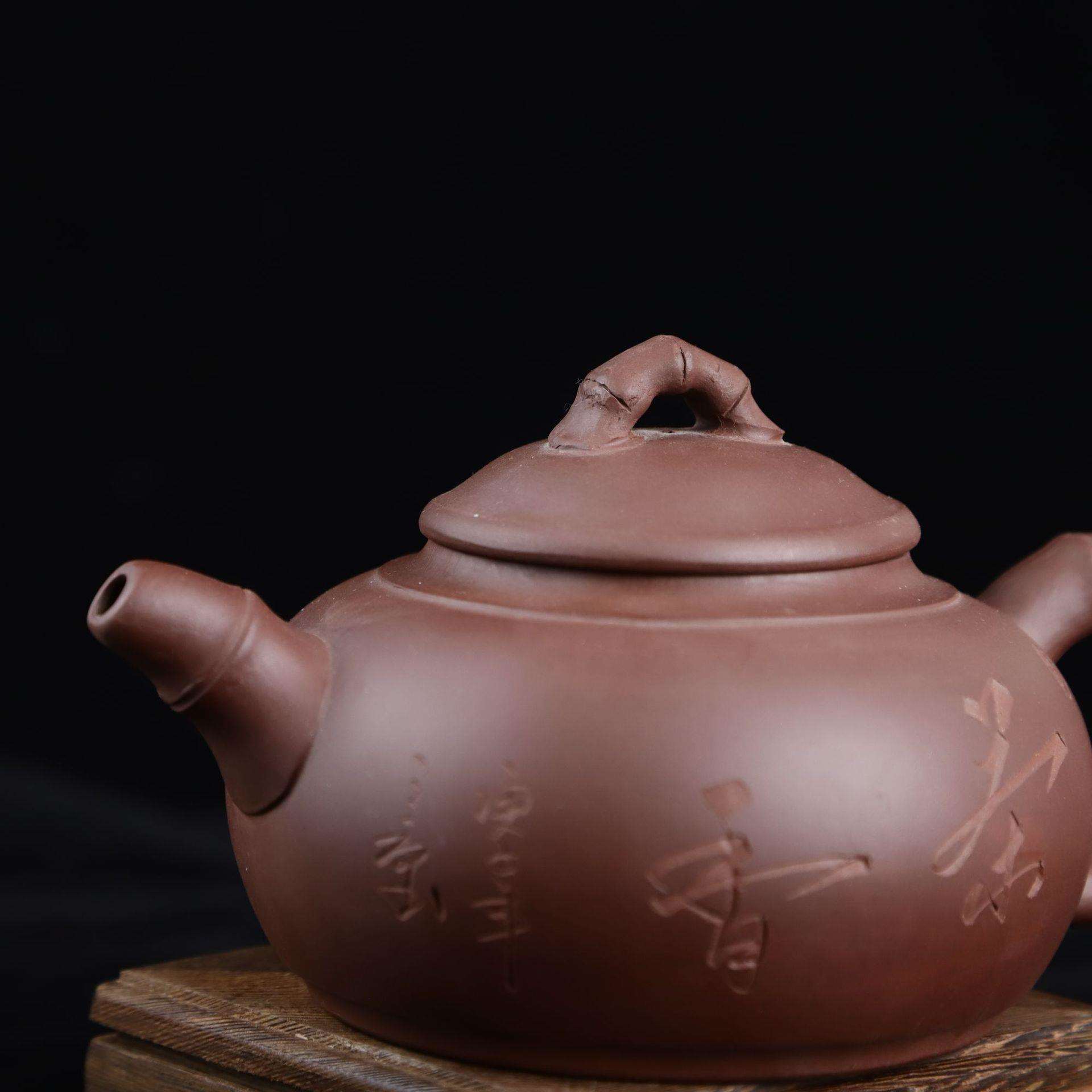 宜兴竹节紫砂壶 纯手工紫泥原矿紫砂壶 茶壶茶具可按需定