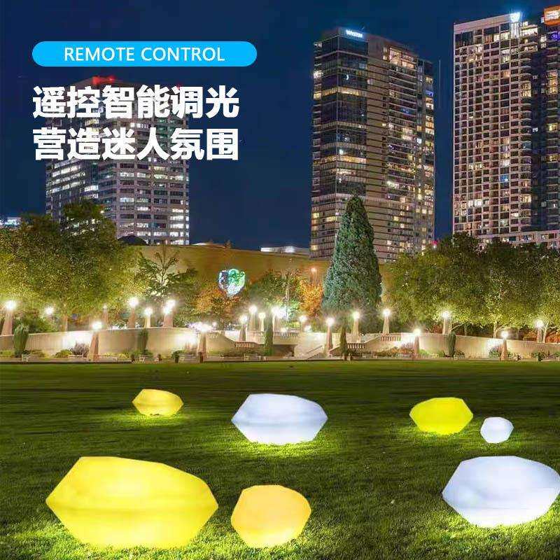 LED 发光石头灯别墅花园仿真石头灯防水太阳能景观庭院装饰草坪灯