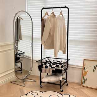 落地展示挂衣架卧室置物晾衣服收纳架服装店可移动式黑色衣帽架子