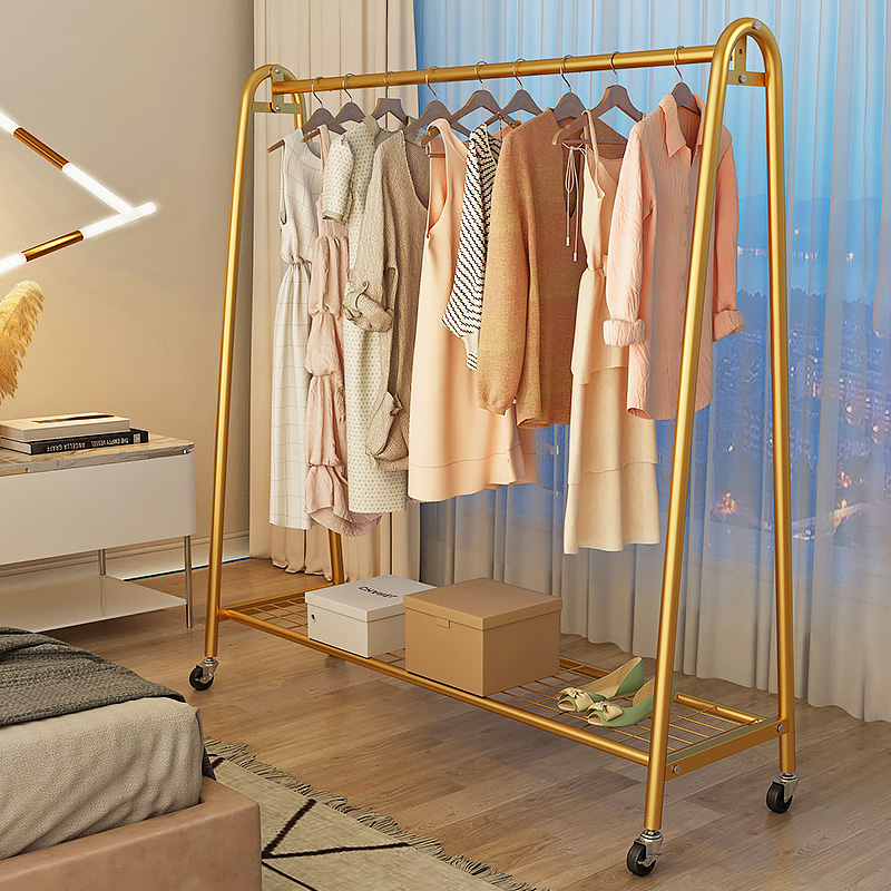 厂家直销衣架落地卧室挂衣架室内单杆式家用客厅网红轻奢晾衣架简