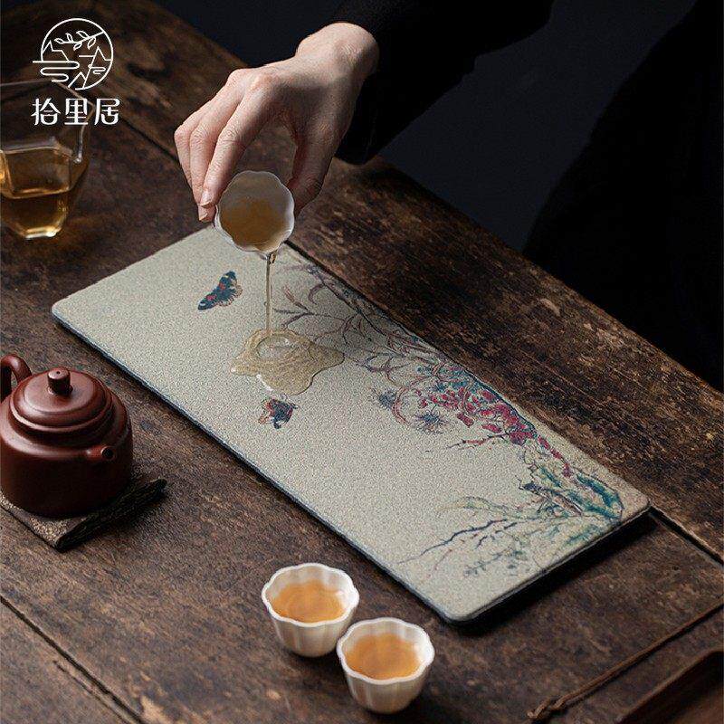 吸水茶盘干泡台家用小型泡茶中式高档茶台长方形陶瓷茶海茶具托盘