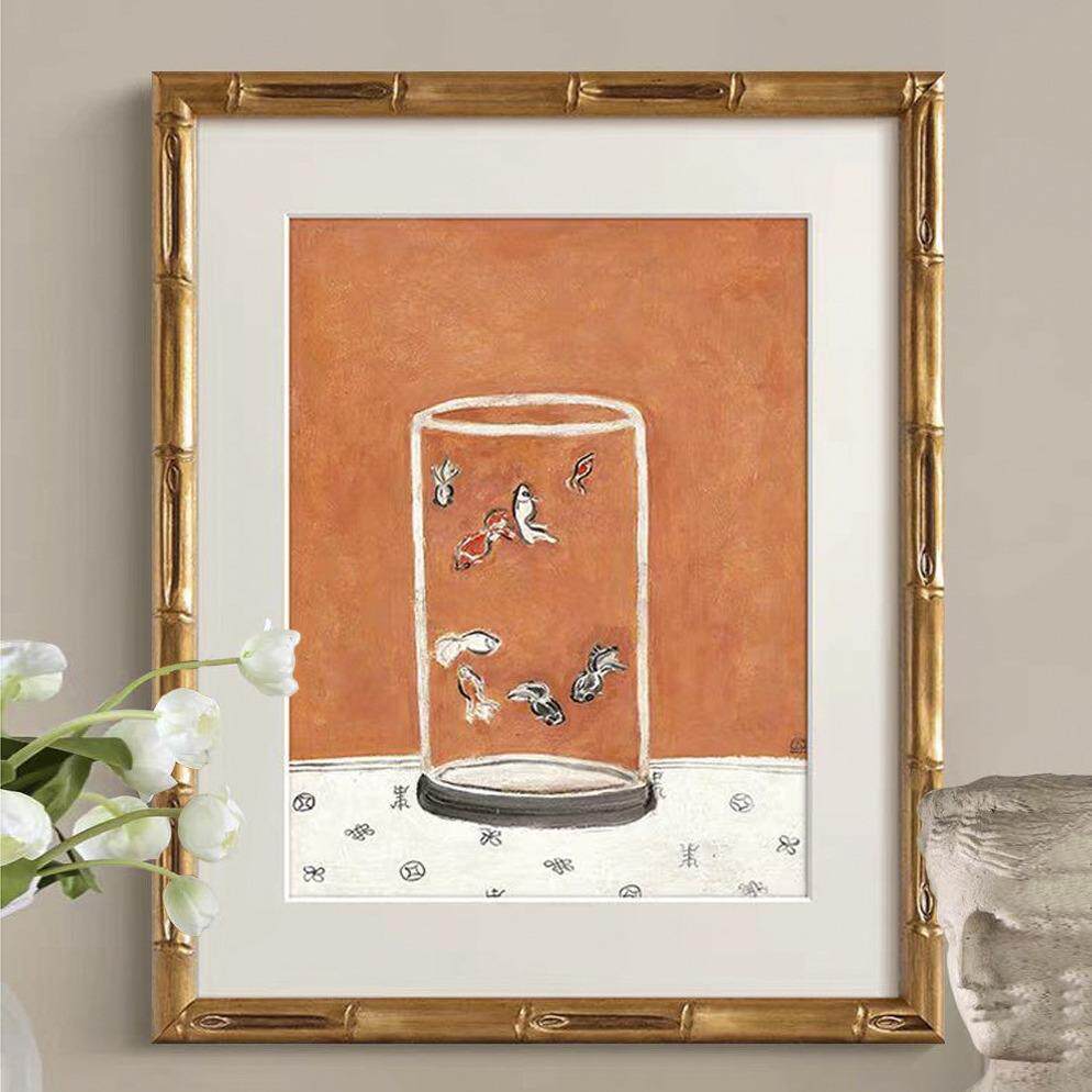 法式复古小众艺术软装挂画餐厅书房墙面装饰画常玉《八尾金鱼》